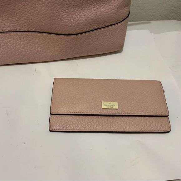 KATE SPADE Medium Dome Pebbled Leather Satchel blush pink matching wallet - Picture 3 of 16